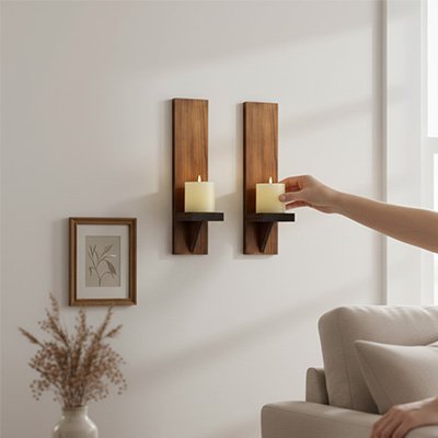 support bougie bois design